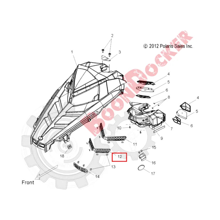 5255068 Сетка капота средняя часть для снегоходов Polaris RMK/PRO RMK 2013-2015" 5255068, фото 2