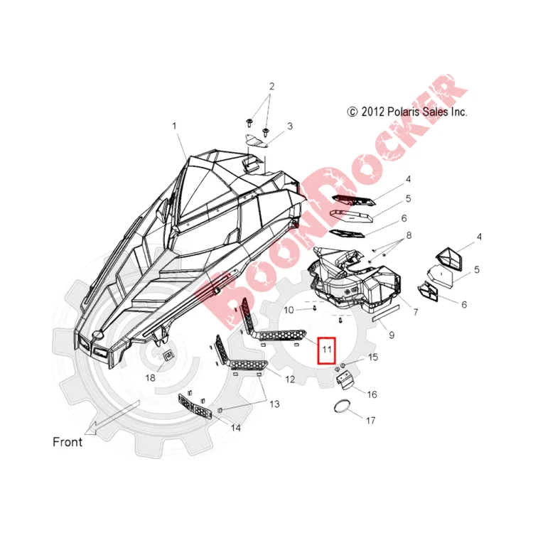 5255069 Сетка капота верхняя часть для снегоходов Polaris RMK/PRO RMK 2013-2015" 5255069, фото 2