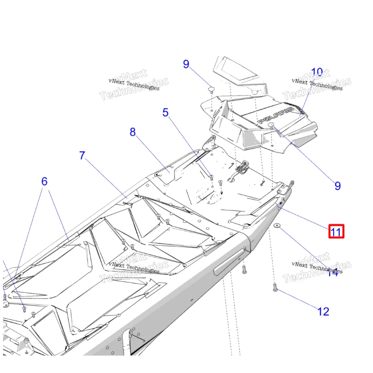 5269824 Задняя часть тунеля (не окрашена) Polaris 5269824-067 5269824-293 5269824-647 5269824-689 5269824-801 5269824-737 5269824-751), фото 2
