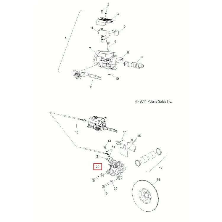 Машинка тормозная RUSH Polaris KIT, PHANTOM CALIPER 2204037, фото 1