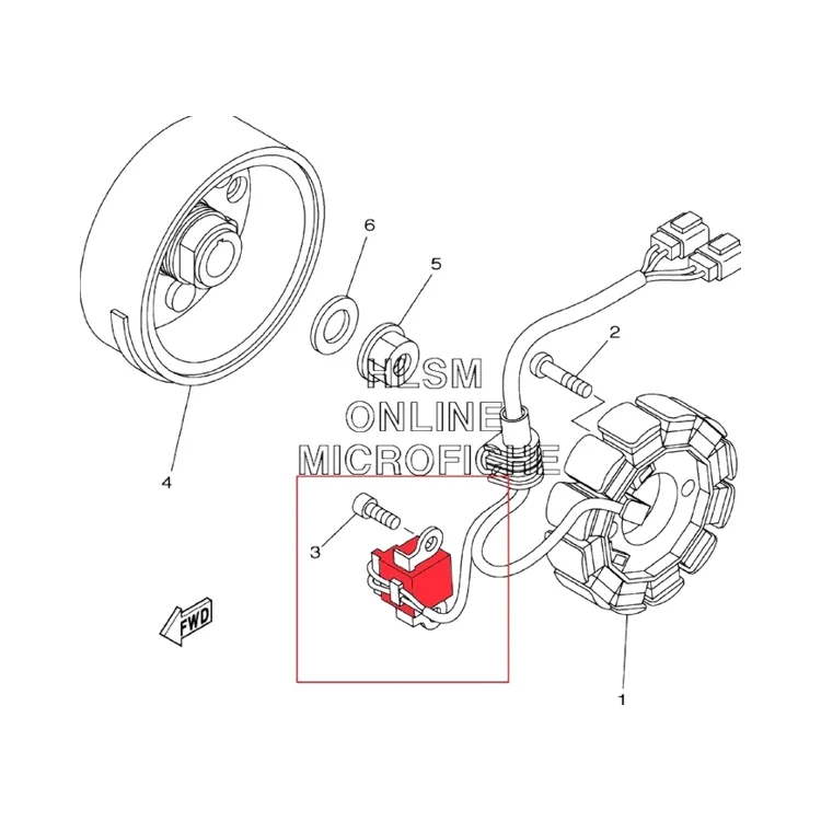Датчик хола (катушки генератора) Yamaha YFZ 450 2004-2009 5TG-81410-02-00 PC147CA, фото 1