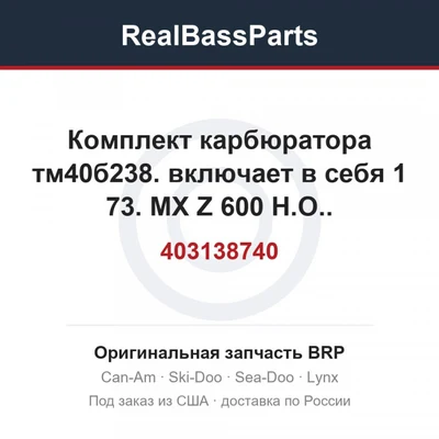 403138740 Комплект карбюратора тм40б238. включает в себя 1 73. MX Z 600 H.O..