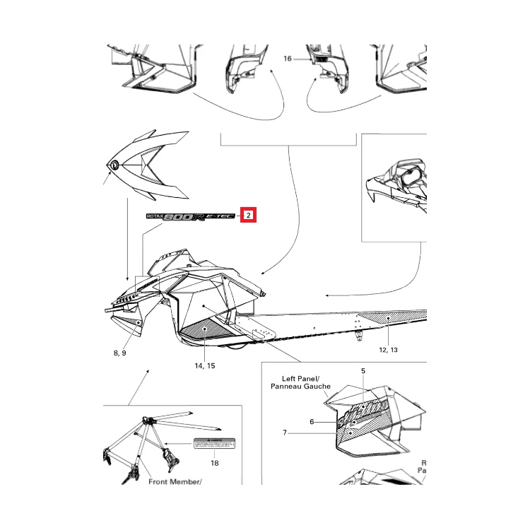 Наклейка Ski-Doo HOOD DECAL, ROTAX 800R E-TEC 516004253, фото 1
