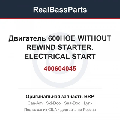 400604045 Двигатель 600HOE WITHOUT REWIND STARTER. ELECTRICAL START