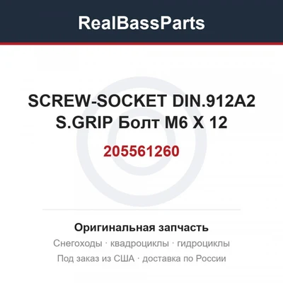 205561260 SCREW-SOCKET DIN.912A2 S.GRIP  Болт M6 X 12