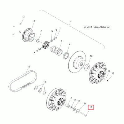 7519254 Болт вариатора ведомого Polaris SCREW