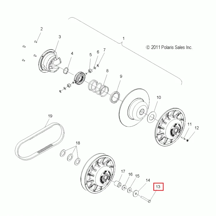 7519254 Болт вариатора ведомого Polaris SCREW, фото 1