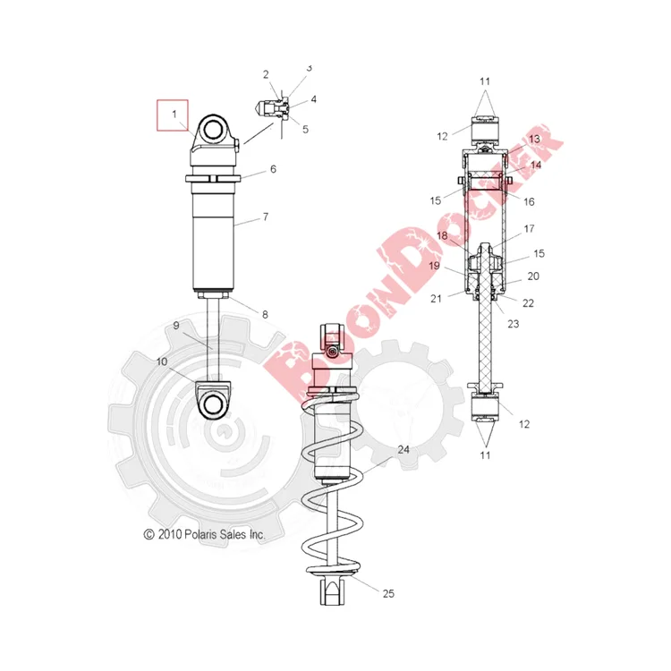 7043602 Амортизатор задней подвески передний для снегоходов Polaris PRO RMK 2011-2015" 7043602, фото 1
