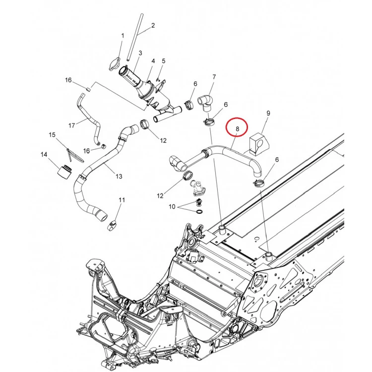 1262807 Патрубок шланг системы охлаждения для снегоходов Polaris 600/800 AXYS PRO RMK 1262892, фото 3
