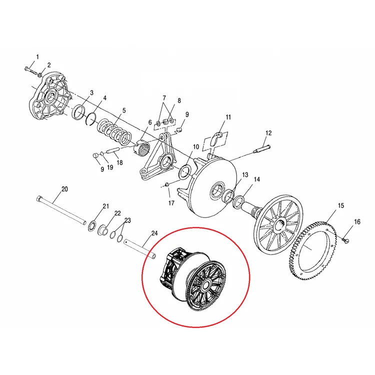 1322838 Вариатор ведущий в сборе для снегоходов Polaris WIDETRAK LX 1321738/0400-0188, фото 1