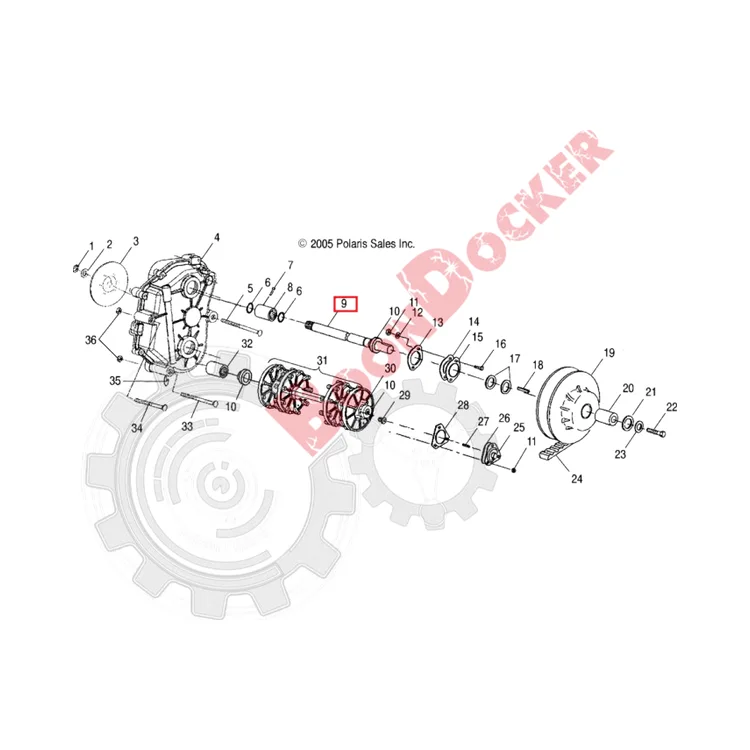 1332256 Вал ведомого вариатора для снегоходов Polaris WIDETRAK LX 1332218/6230124-067, фото 2