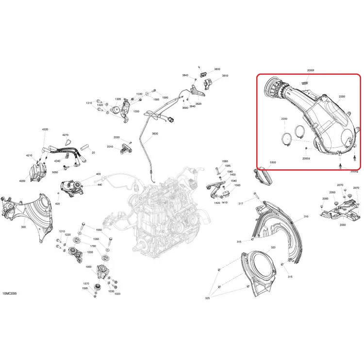 508001159 Корпус воздухозаборника для снегоходов Ski-Doo SUMMIT 850 E-TEC 2023-2024" 508001159, фото 1