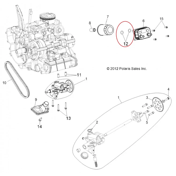 5413837 Кольцо уплотнительное маслокулера для квадроциклов Polaris Ranger/RZR 900/1000 5413837, фото 2