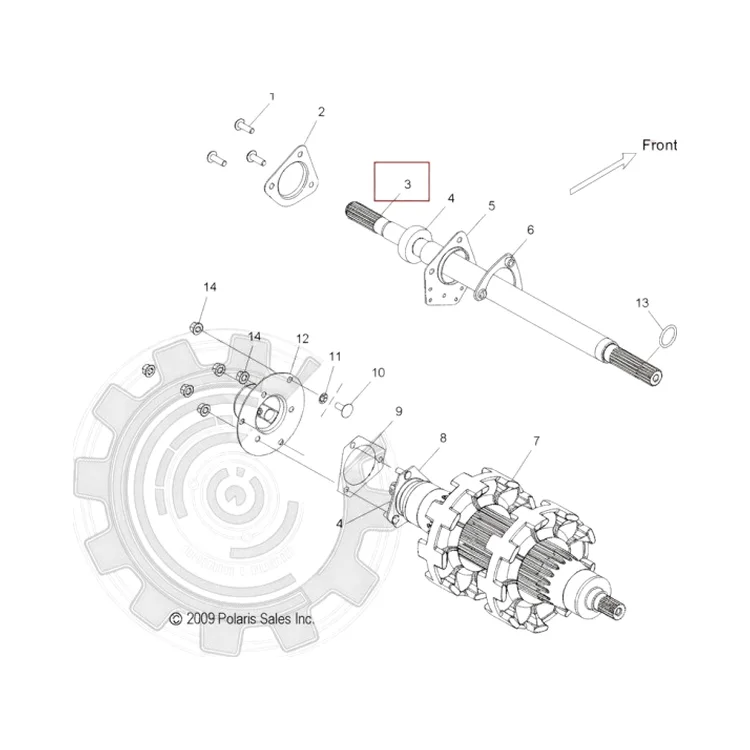 1333019 Вал ведомого вариатора 3" для снегоходов Polaris 600/800 RMK/PRO RMK/AXYS PRO RMK 1332663, фото 1