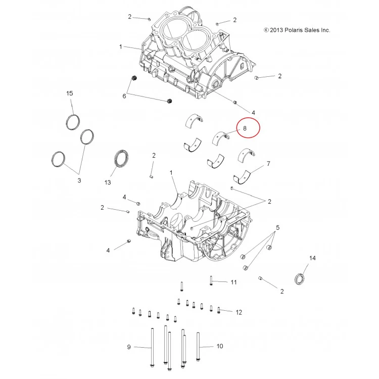 3515830 Вкладыш коренной центральный для квадроциклов Polaris SPORTSMAN 850/1000 3514535, фото 2