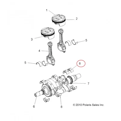 421-1114Y Вкладыш коренной желтый для квадроциклов Polaris RZR 900/1000 3514662-004