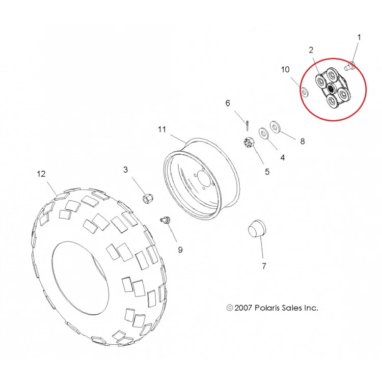 5144192 Ступица колеса задняя для квадроциклов Polaris SPORTSMAN 6X6 2000-2008" 5131284/5131777, фото 2