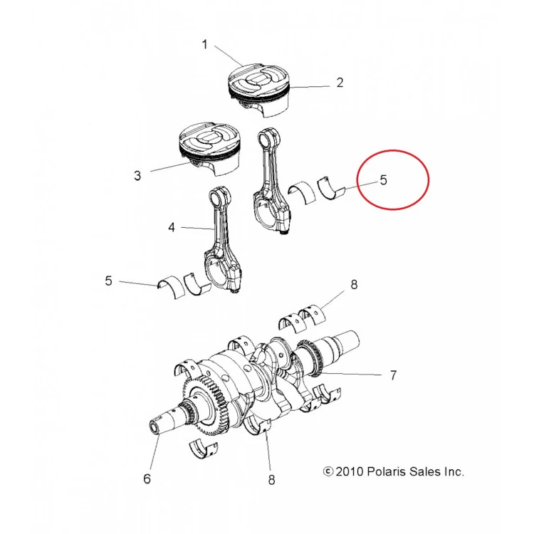 3514663-003 Вкладыш шатунный зеленый для квадроциклов Polaris RZR 900/1000 3514663-003, фото 2
