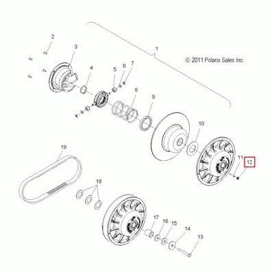 7542103 Гайка шпильки регулировочной Polaris NUT, FLEXLOC