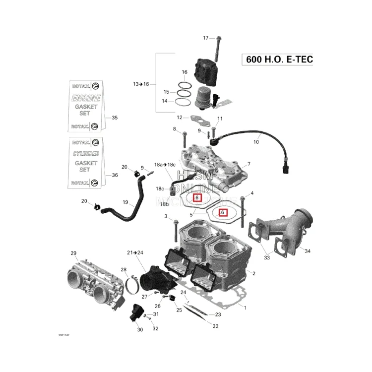 293300026 Прокладка (кольцо) головки цилиндров Ski-doo 600, фото 1