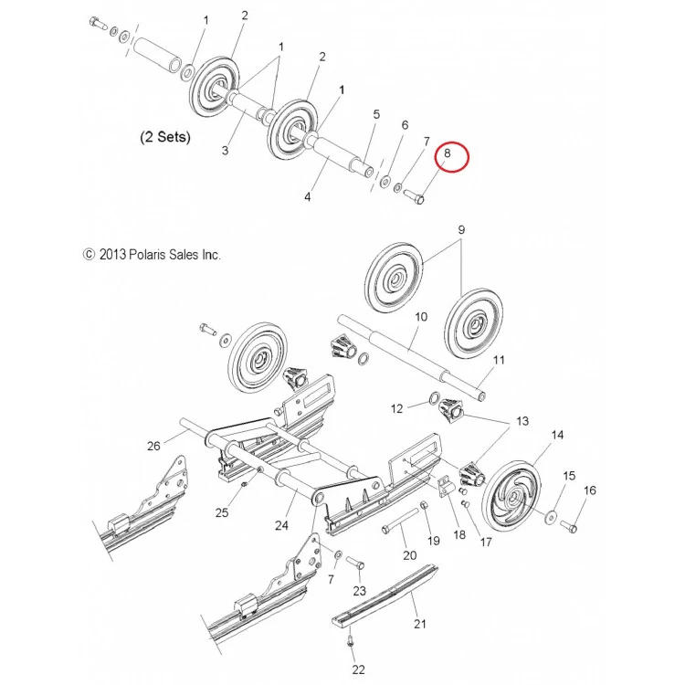 7517435 Болт задней подвески для снегоходов Polaris WIDETRAK LX 7517435, фото 2