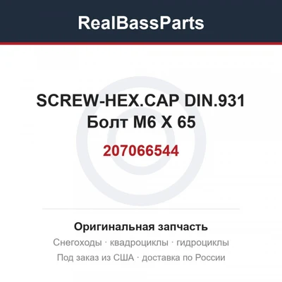 207066544 SCREW-HEX.CAP DIN.931  Болт M6 X 65