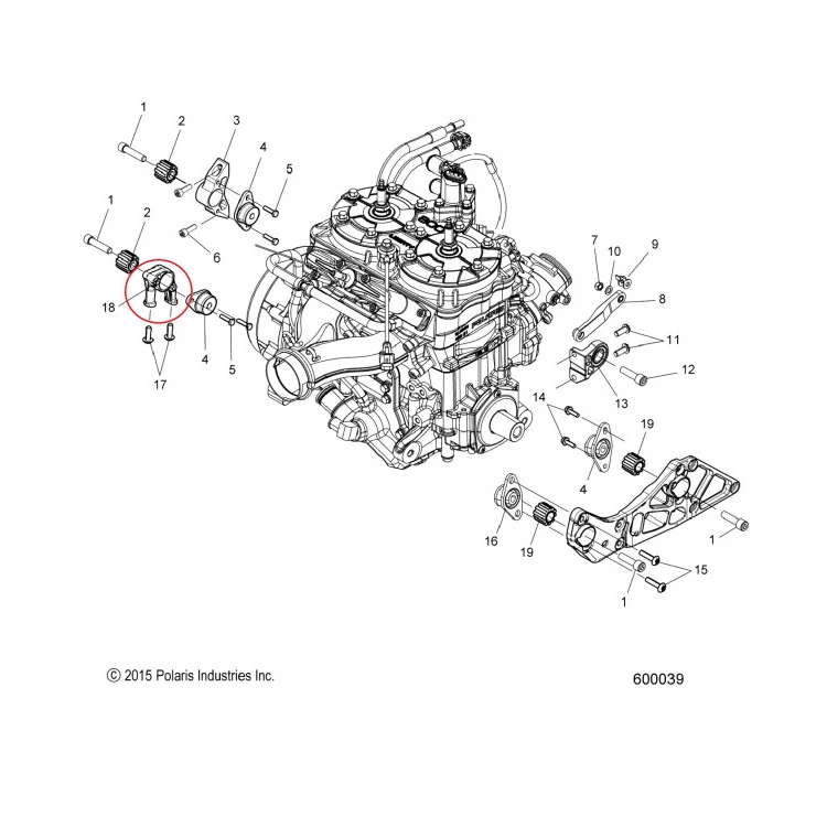 5139042 Подушка опора двигателя для снегоходов Polaris 600/800 AXYS PRO RMK 5139042, фото 1