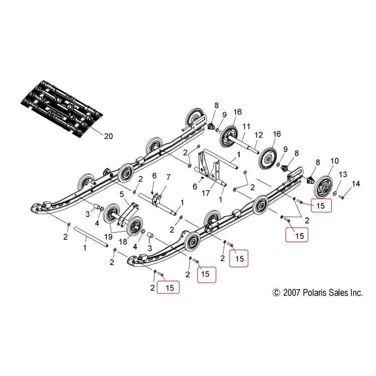 7517247 Болт задней подвески для снегоходов Polaris WIDETRAK LX 7517236, фото 2