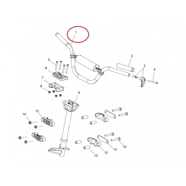 1823377 Руль PRO Taper для снегоходов Polaris RMK/PRO RMK 1823377, фото 2