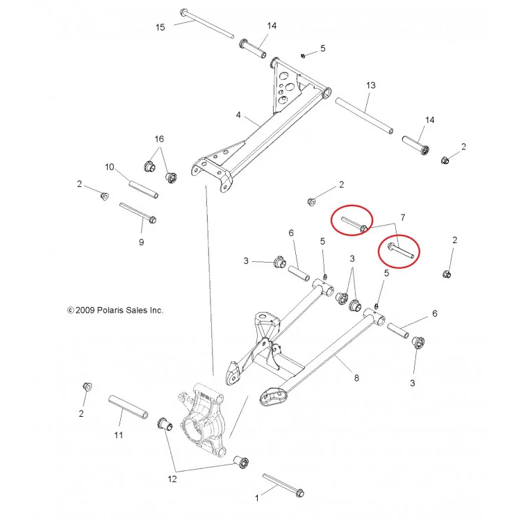 7518466 Болт переднего заднего рычага M10X1.5X85 для квадроциклов Polaris SPORTSMAN 550/850/1000 7518466, фото 2