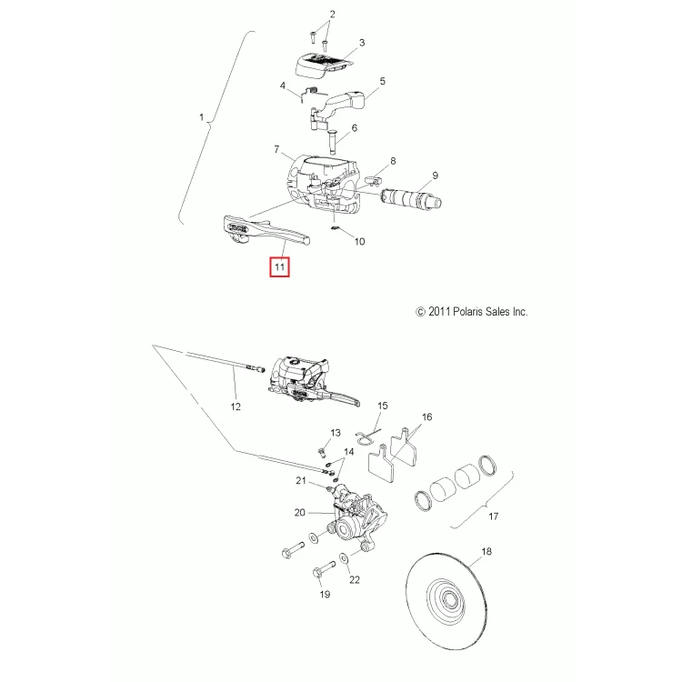 2201943 Ручка тормозная RMK Polaris KIT, LEVER (INCL. 6,10), фото 1