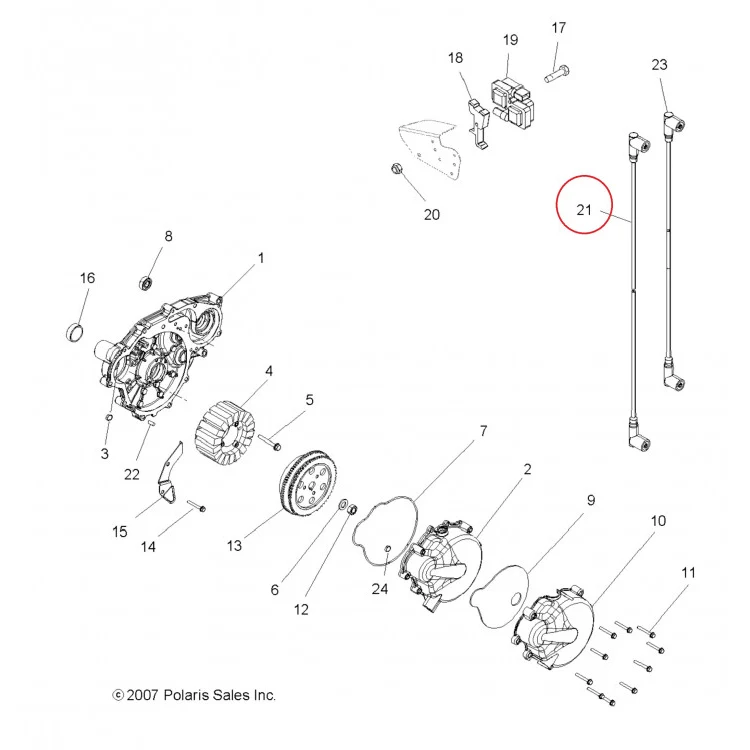 4011845 Провод высоковольтный бронепровод 721 mm для квадроциклов Polaris SPORTSMAN 800 2007-2009" 4011845, фото 2