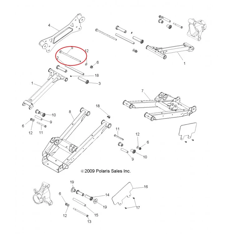 7519086 Болт задних рычагов M10X1.25X235 для квадроциклов Polaris SPORTSMAN 850/1000 / RZR 800 2009-2022" 7547333/7556153, фото 2