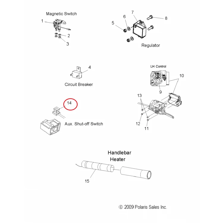 01-120-19 Кнопка стоп выключения двигателя для снегоходов Polaris WIDETRAK LX 4110106/4012269/4013381/4110159, фото 1