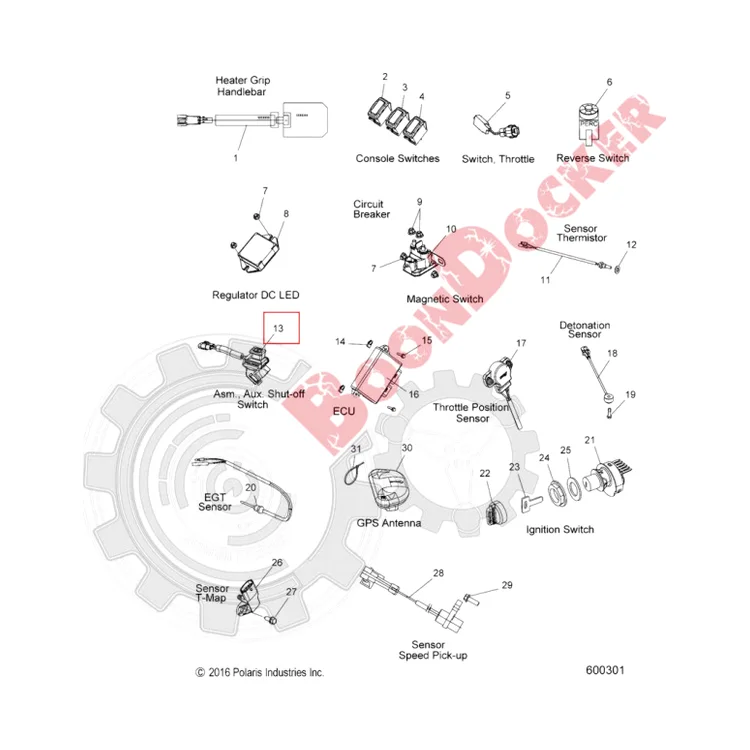 2010427 Кнопка стоп выключения двигателя для снегоходов Polaris AXYS PRO RMK 2013-2020" 2010406, фото 2