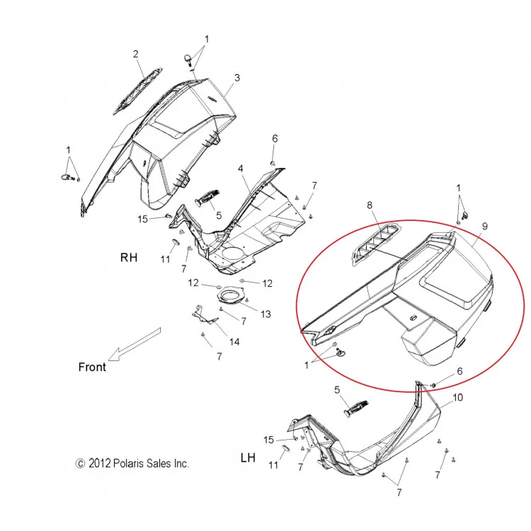 5437492-464 Панель боковая щека левая черная для снегоходов Polaris RMK/PRO RMK 5437492-464, фото 1