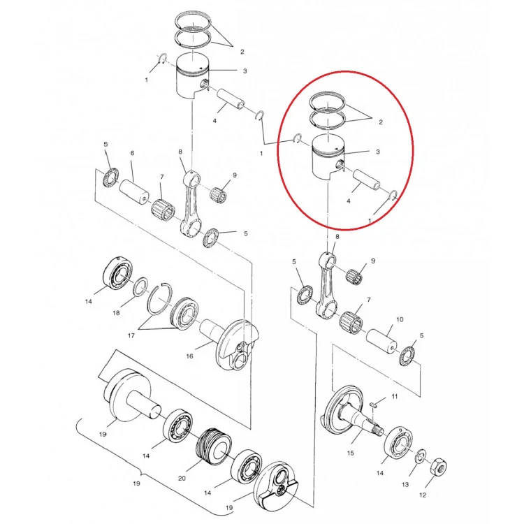 09-712 Поршень72 mm в сборе для снегоходов Polaris 500F 1990-1999" 3083901/3083545/3083841, фото 1