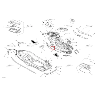 Левый подножка крышка Sea-Doo RXT (2016) (291002694)