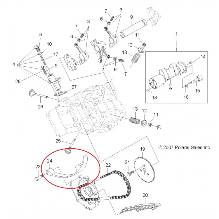 3084917 Башмак натяжителя цепи ГРМ для квадроциклов Polaris SPORTSMAN 500 3084917, фото 2