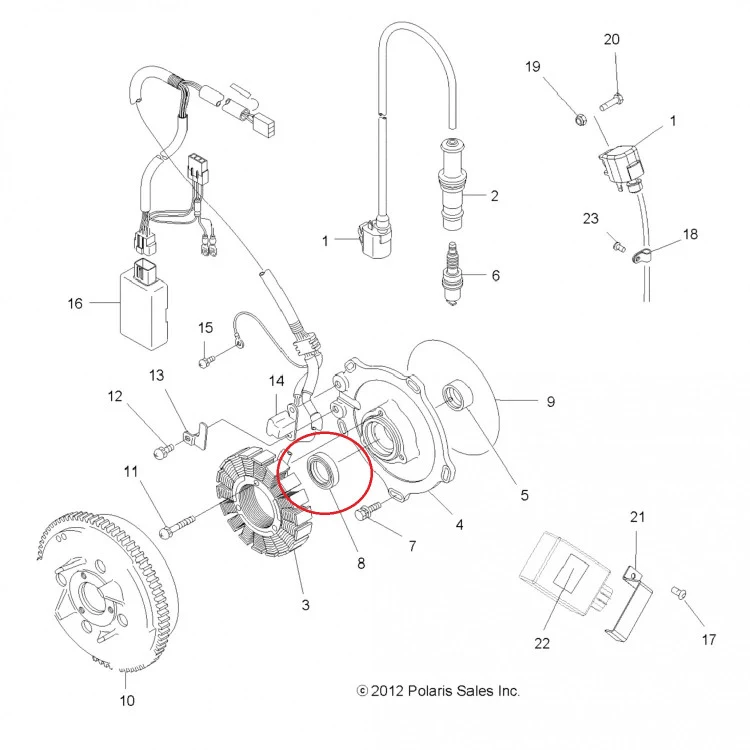 3084973 Сальник магнето генератора для квадроциклов Polaris SPORTSMAN 500 NA-50004F, фото 2