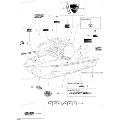 219902400 DECALQUE DEFLEC*DEFLECTOR DECAL  Наклейка дефлектора SEA-DOO RXP