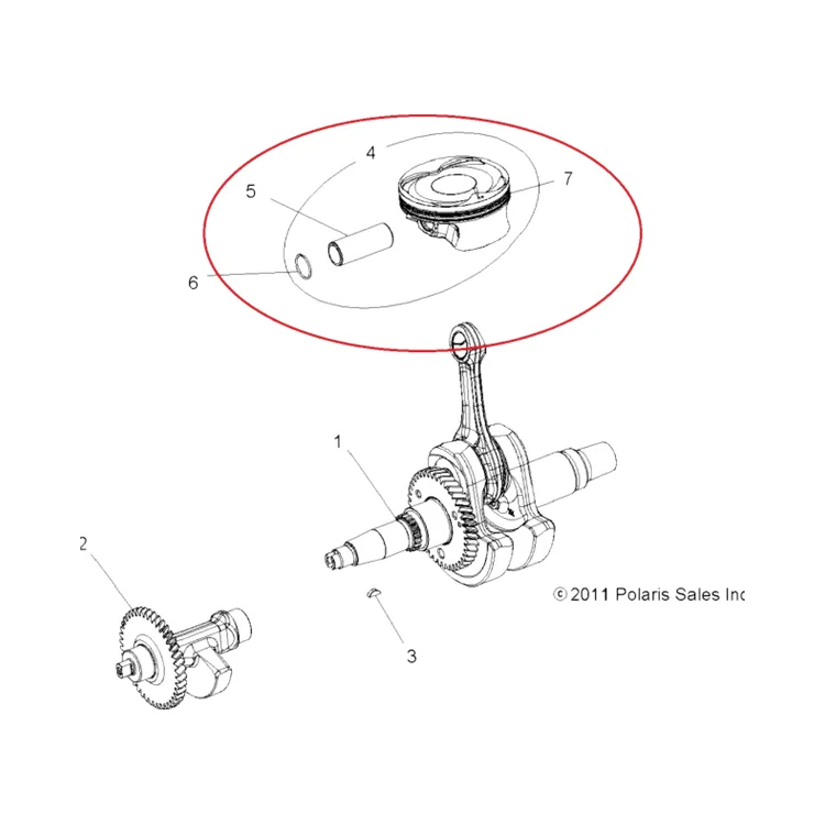 2204960 Поршень 99 mm в сборе для квадроциклов Polaris SPORTSMAN/RZR 570 2204732/3022288/3022477, фото 2