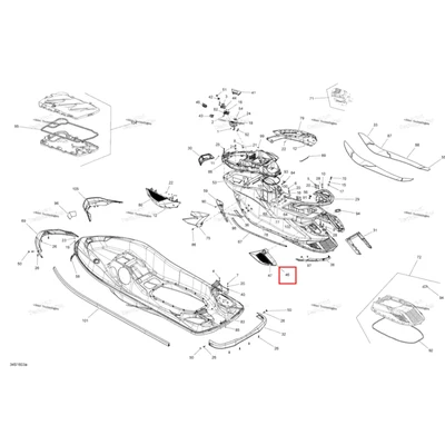 Правый Lateral задний облицовка Sea-Doo RXT (2016) (291002741)