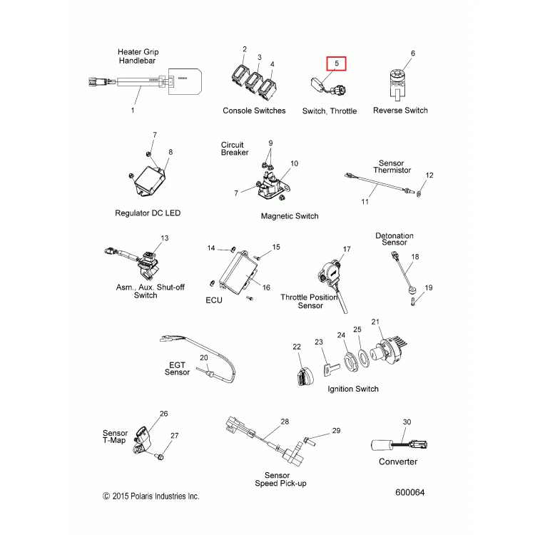 4019109 Концевик курка дросселя Polaris SWITCH-THROTTLE 4019110 4013616 4015245 4017592, фото 3