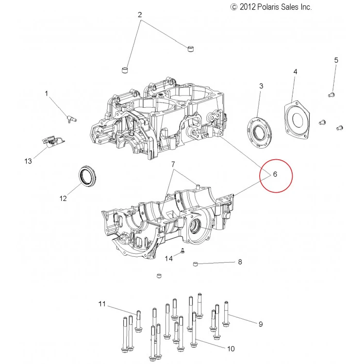 2205174 Картер двигателя в сборе для снегоходов Polaris 800 RMK 2013-2016" 2204902, фото 1