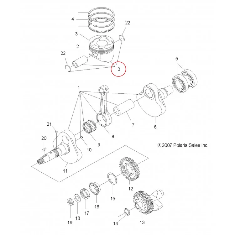 3087223 Поршень +0.50 mm 2-й ремонт в сборе для квадроциклов Polaris SPORTSMAN 500 3087223, фото 1