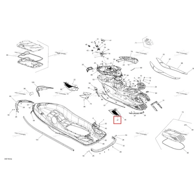Левый задний боковой решётка Sea-Doo RXT (2016) (291002740)