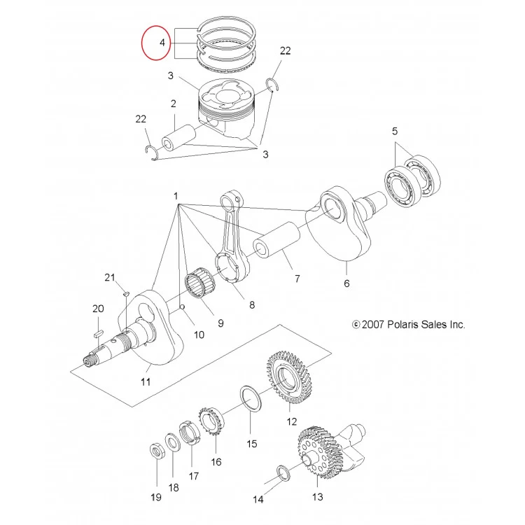 3087226 Кольцо поршневое +0.50 mm 2-й ремонт комплект на 1 поршень для квадроциклов Polaris SPORTSMAN 500 3085381, фото 2