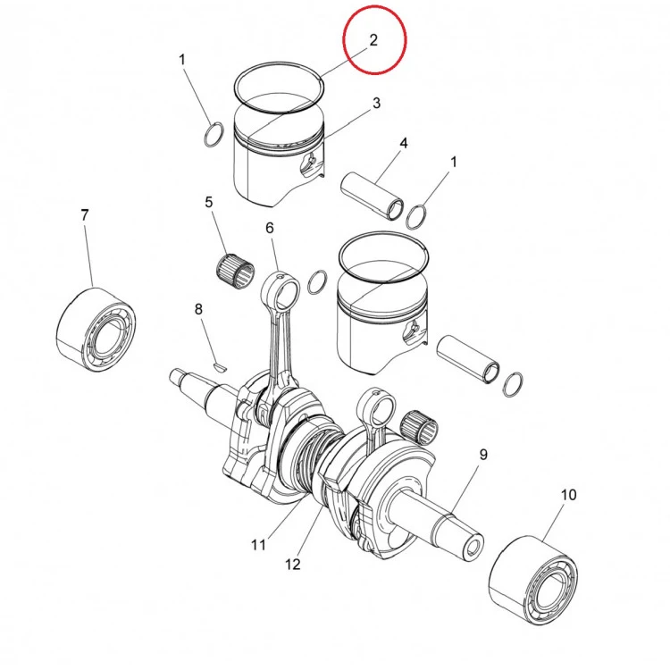 2206375 Кольцо поршневое 85 mm комплект 1 поршень для снегоходов Polaris 800 AXYS PRO RMK 2017-2020" SM-09287R, фото 2