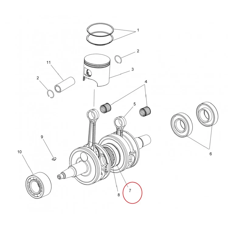 7710528 Кольцо стопорное подшипника коленвала для снегоходов Polaris 600/700/800 7710782, фото 1